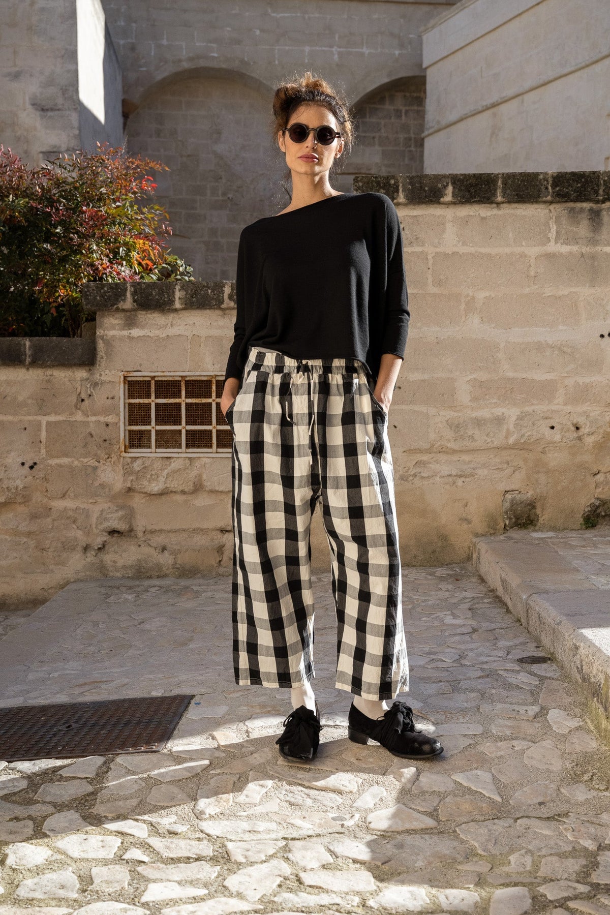 Meg By Design - Darcy Cotton Canvas Pant - Monochrome Check
