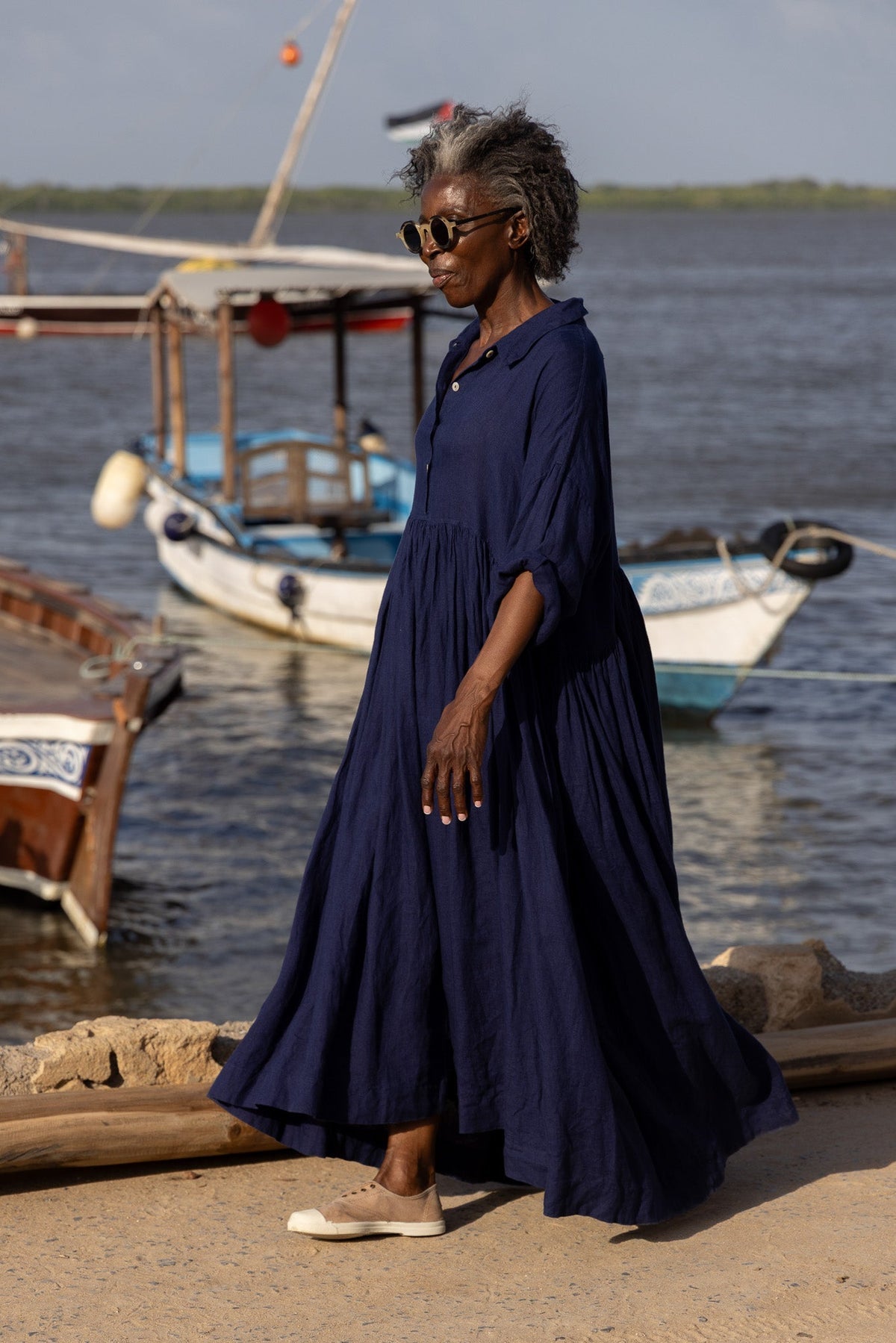 Meg By Design - Edith Dress Linen - Indigo