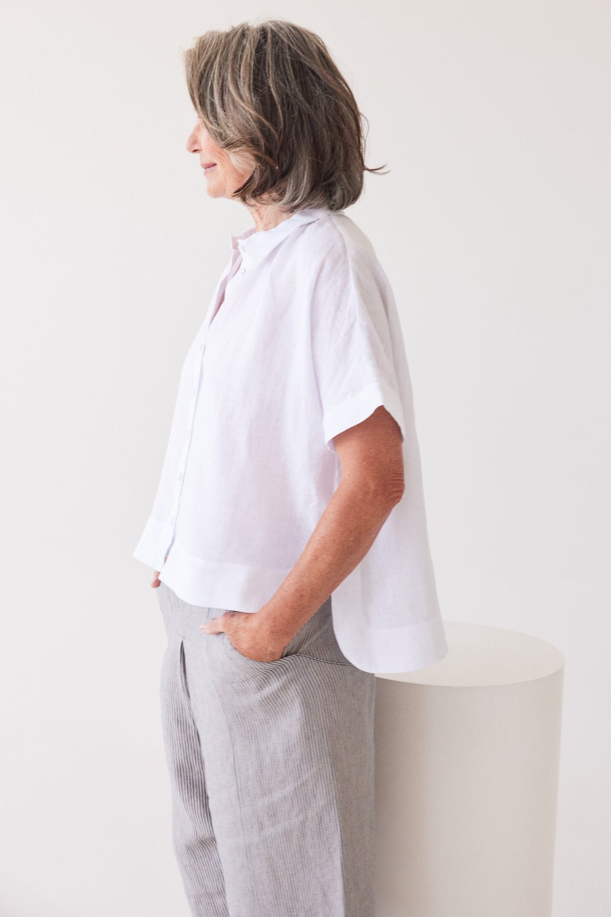 Eva’s Sunday - Lumi - Collared Linen Shirt - White