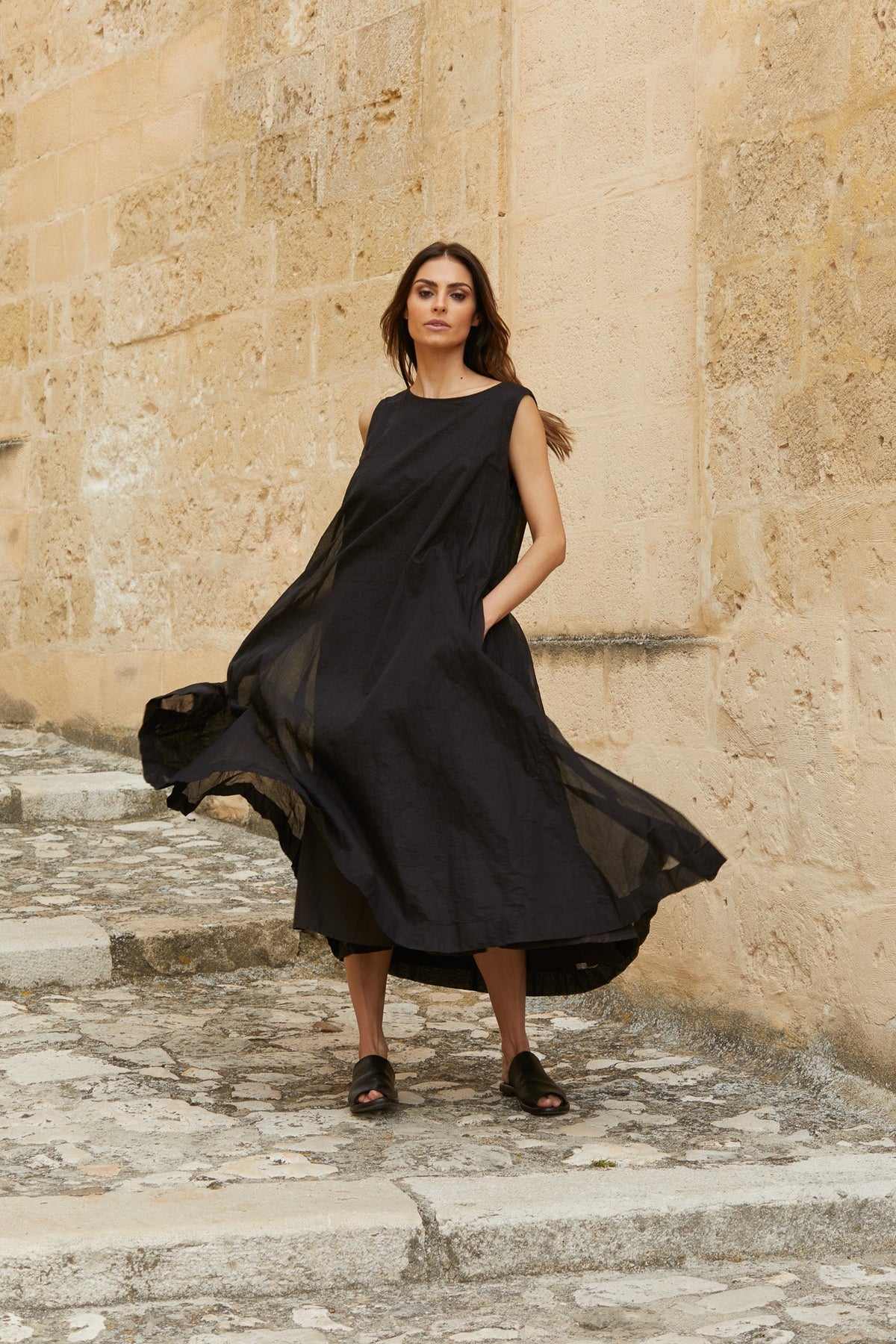 Meg By Design - Zahra Dress Cotton Organdy & Paper Cotton - Black