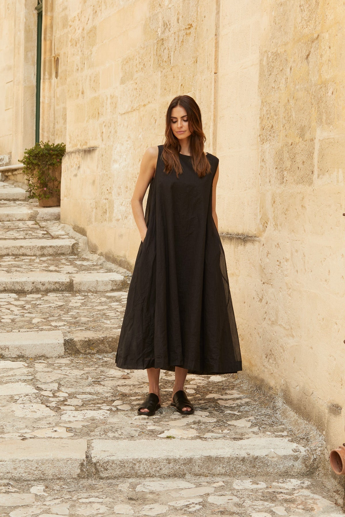 Meg By Design - Zahra Dress Cotton Organdy & Paper Cotton - Black