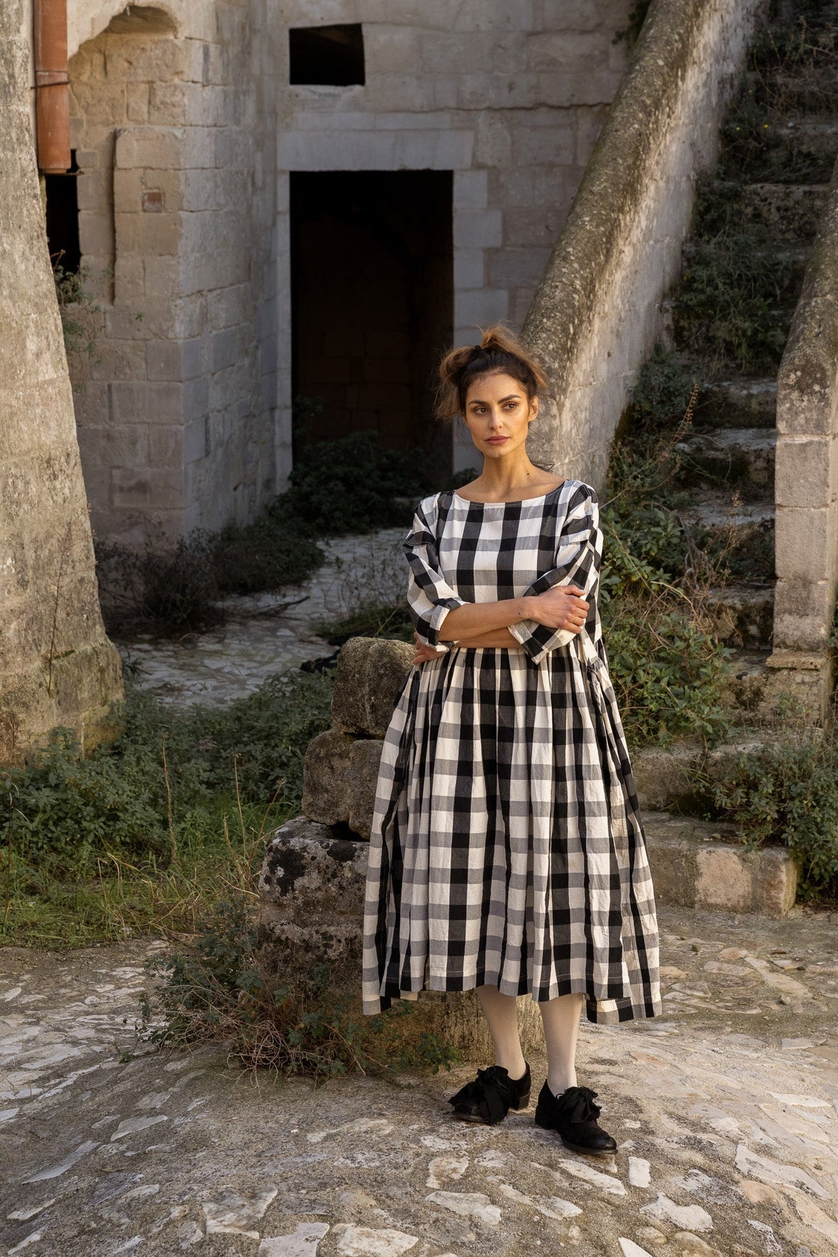 Meg By Design - Billy Dress Cotton Canvas - Monochrome Check