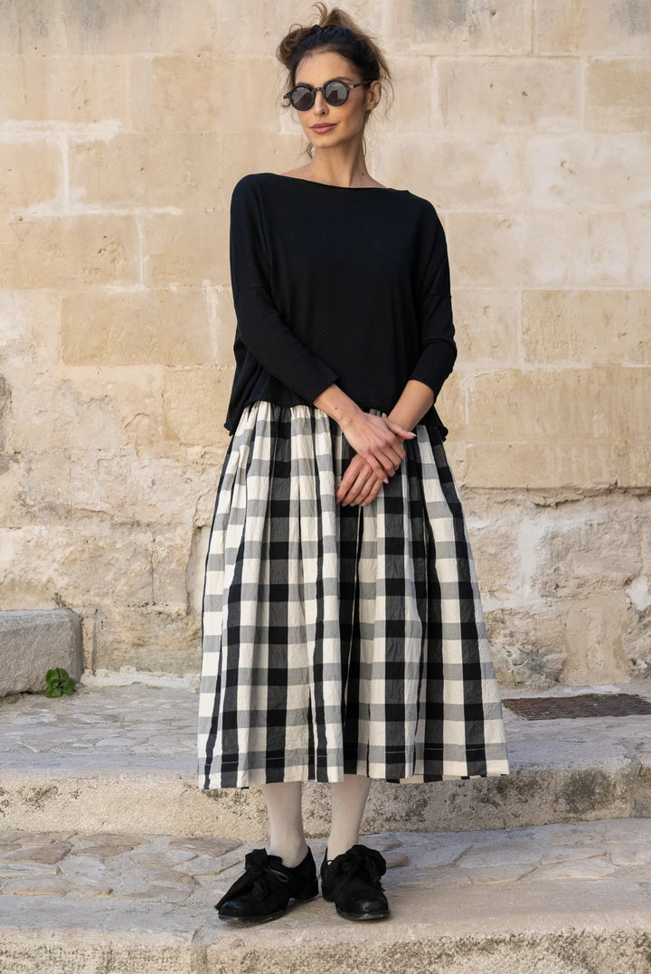 Meg By Design - High Tea Slip Dress Long Cotton Canvas - Monochrome Check