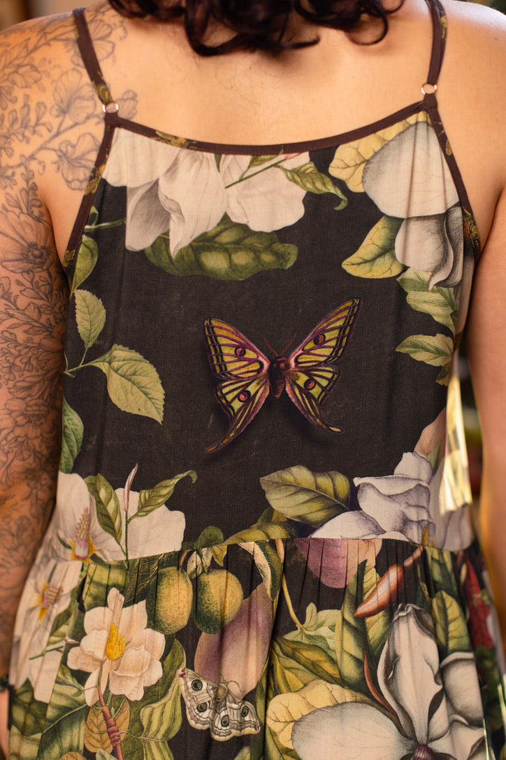 Market Of Stars ‘Fleur De Lune’ Print Bohemian Long Maxi Bamboo Slip Dress - Florals & Bees