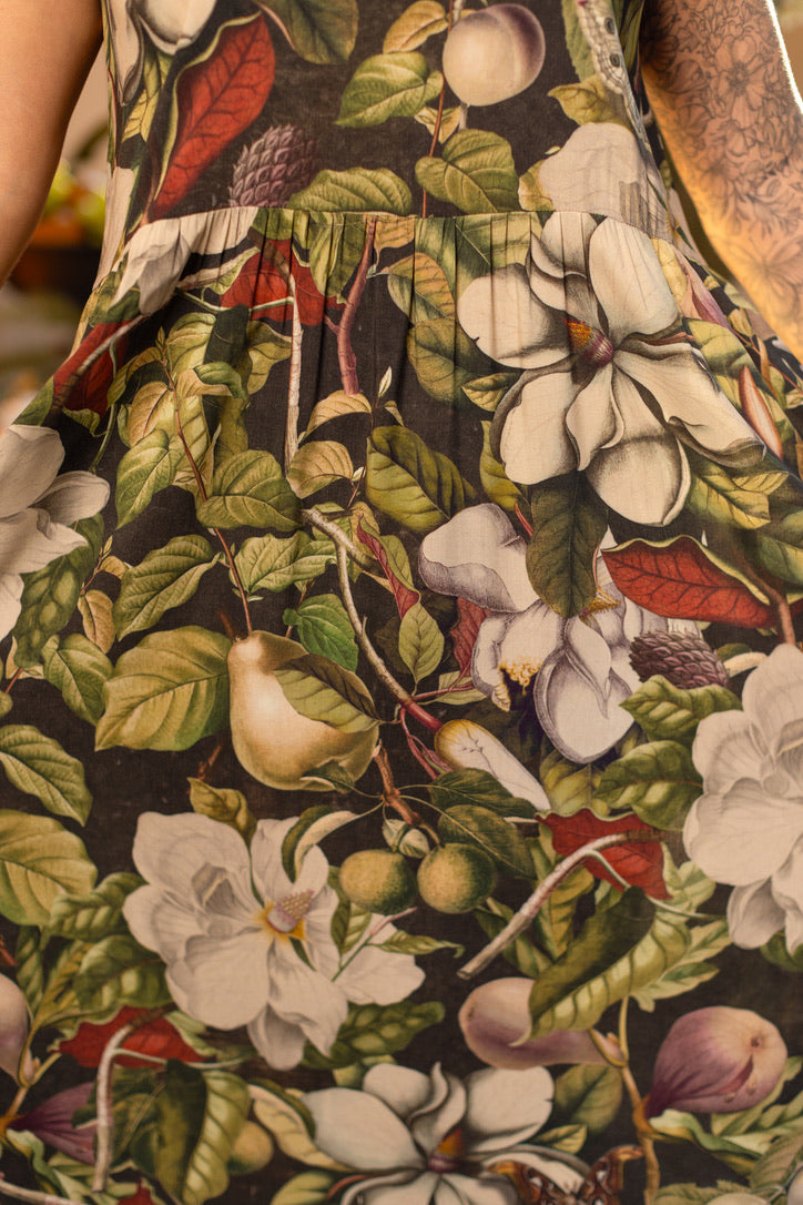 Market Of Stars ‘Fleur De Lune’ Print Bohemian Long Maxi Bamboo Slip Dress - Florals & Bees