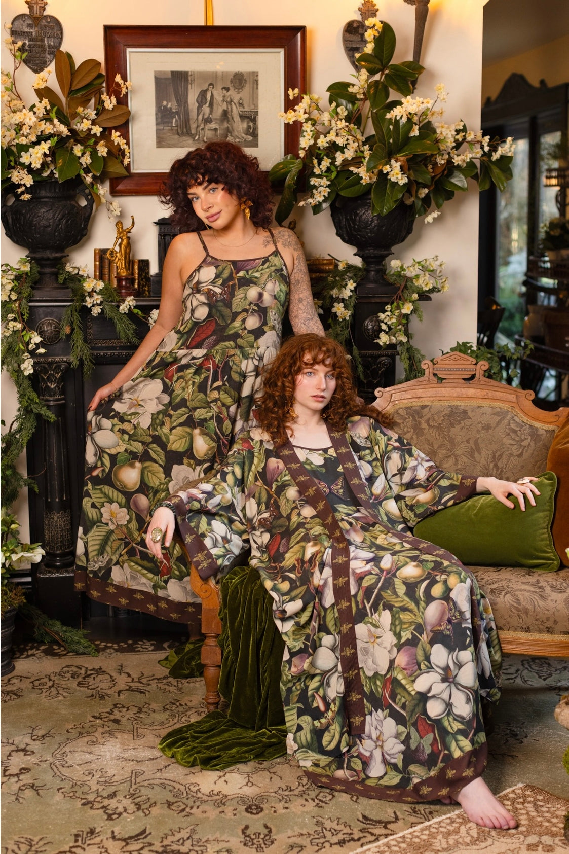 Market Of Stars - ‘Fleur De Lune’ Opera Duster Kimono Coat Robe - Florals & Bees