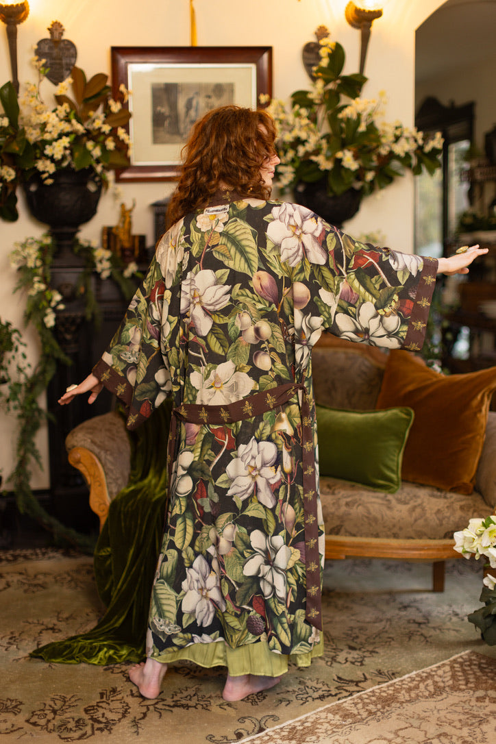 Market Of Stars - ‘Fleur De Lune’ Opera Duster Kimono Coat Robe - Florals & Bees