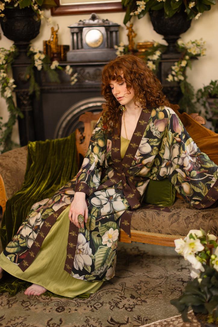Market Of Stars - ‘Fleur De Lune’ Opera Duster Kimono Coat Robe - Florals & Bees