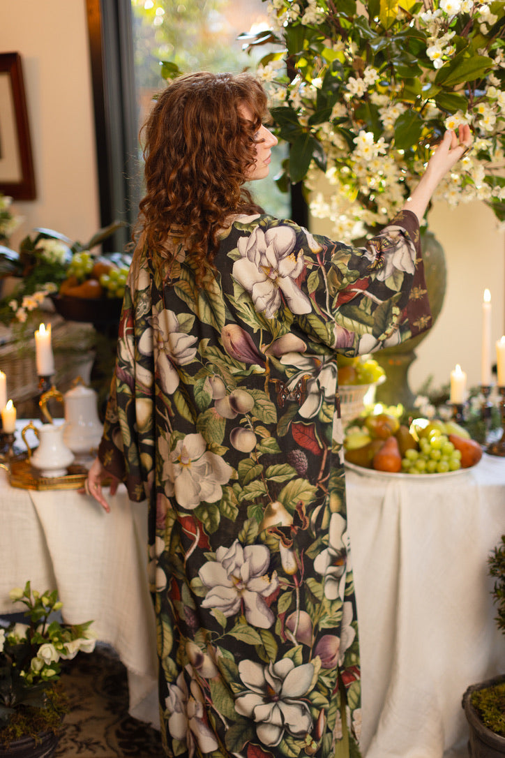Market Of Stars - ‘Fleur De Lune’ Opera Duster Kimono Coat Robe - Florals & Bees
