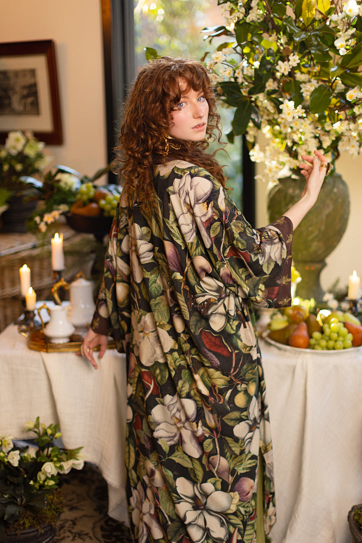 Market Of Stars - ‘Fleur De Lune’ Opera Duster Kimono Coat Robe - Florals & Bees