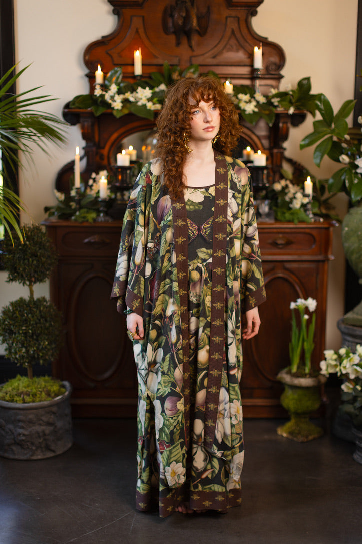 Market Of Stars - ‘Fleur De Lune’ Opera Duster Kimono Coat Robe - Florals & Bees