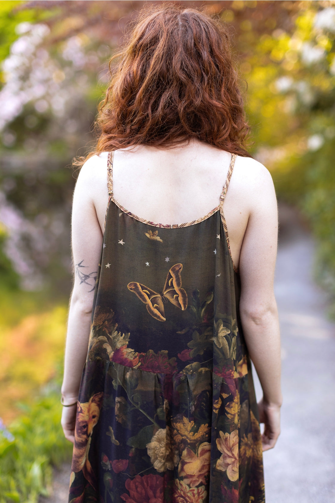 Market Of Stars ‘The Messenger’ Print Bohemian Long Maxi Bamboo Slip Dress - Joan of Arc & Florals