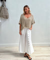 Rustic Linen ‘Sarita’ Fringed Top - Natural Spaced