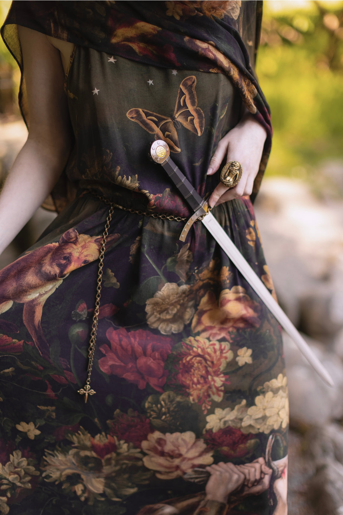 Market Of Stars ‘The Messenger’ Print Bohemian Long Maxi Bamboo Slip Dress - Joan of Arc & Florals