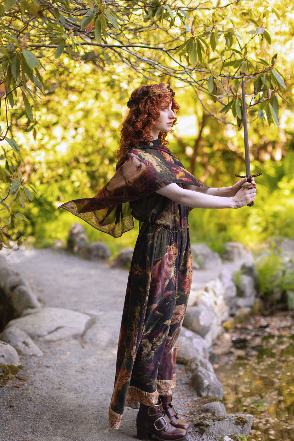 Market Of Stars ‘The Messenger’ Print Bohemian Long Maxi Bamboo Slip Dress - Joan of Arc & Florals