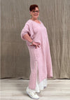 Rustic Linen ‘Rosa’ Elasticated Sleeve Kaftan - Chambray Fondant Pink