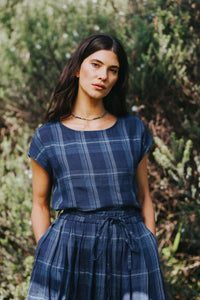 Montaigne - Mirella - Linen Top - Blue Check