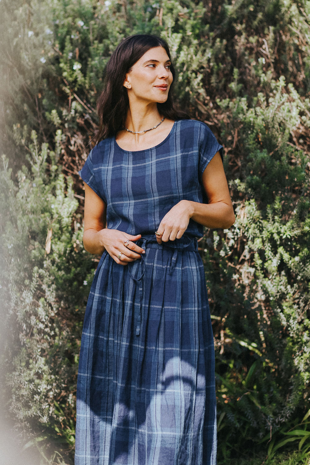 Montaigne - Mirella - Linen Top - Blue Check