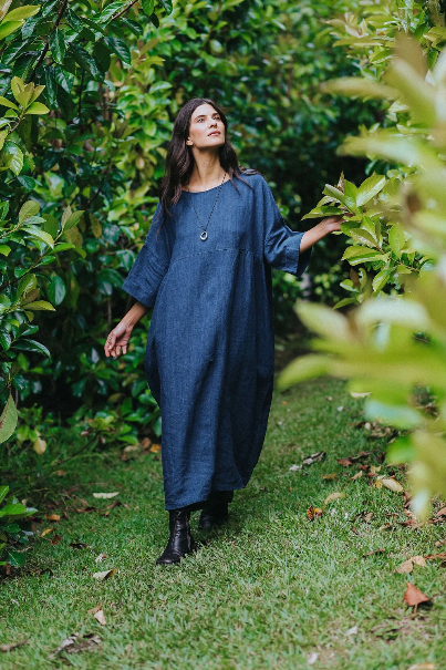 Montaigne - Noa - Oversized Linen Dress - Indigo