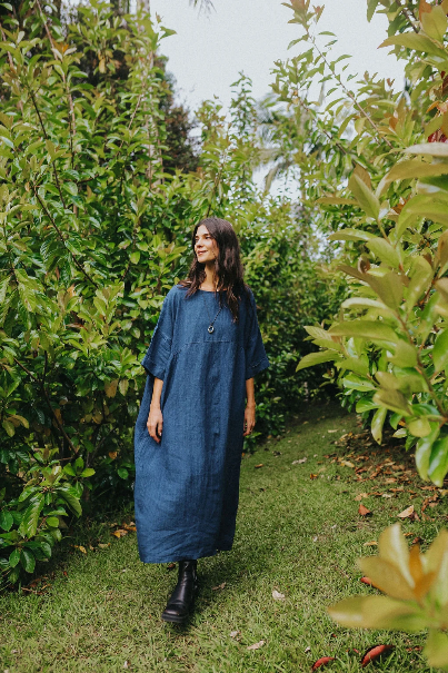 Montaigne - Noa - Oversized Linen Dress - Indigo
