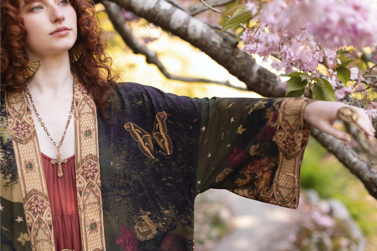 Market Of Stars - ‘The Messenger’ Opera Duster Kimono Coat Robe - Joan of Arc & Florals