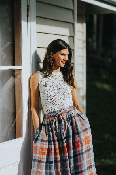 Montaigne - Amélie - Linen Skirt W/ Belt - Multi Check