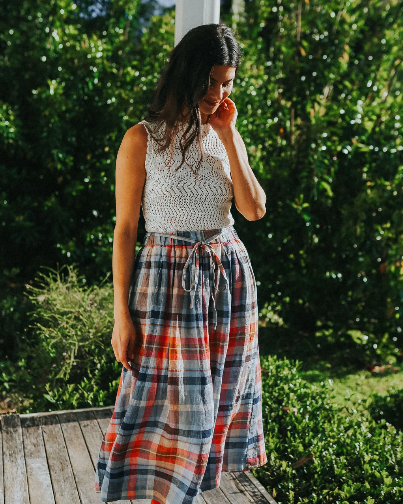 Montaigne - Amélie - Linen Skirt W/ Belt - Multi Check