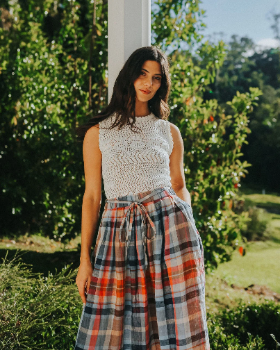 Montaigne - Amélie - Linen Skirt W/ Belt - Multi Check