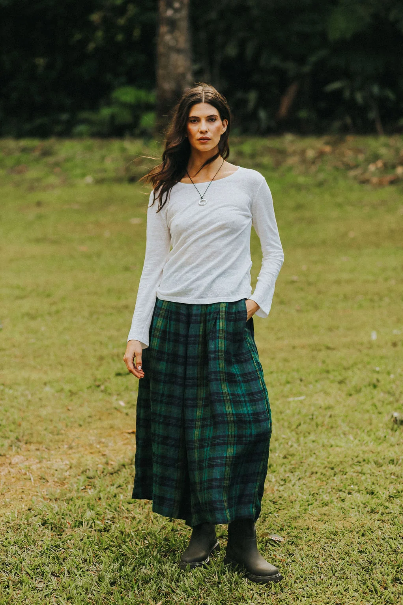 Montaigne - Ralph - French Linen Culottes - Green & Black Plaid