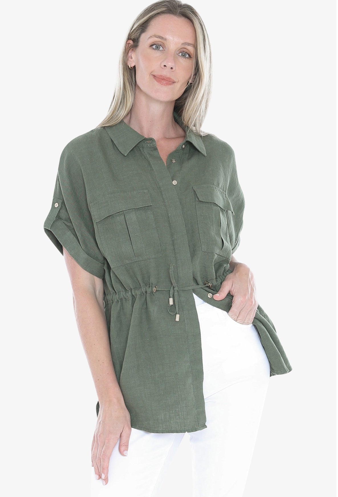 JUMP Clothing - Drawstring Overshirt - Basil