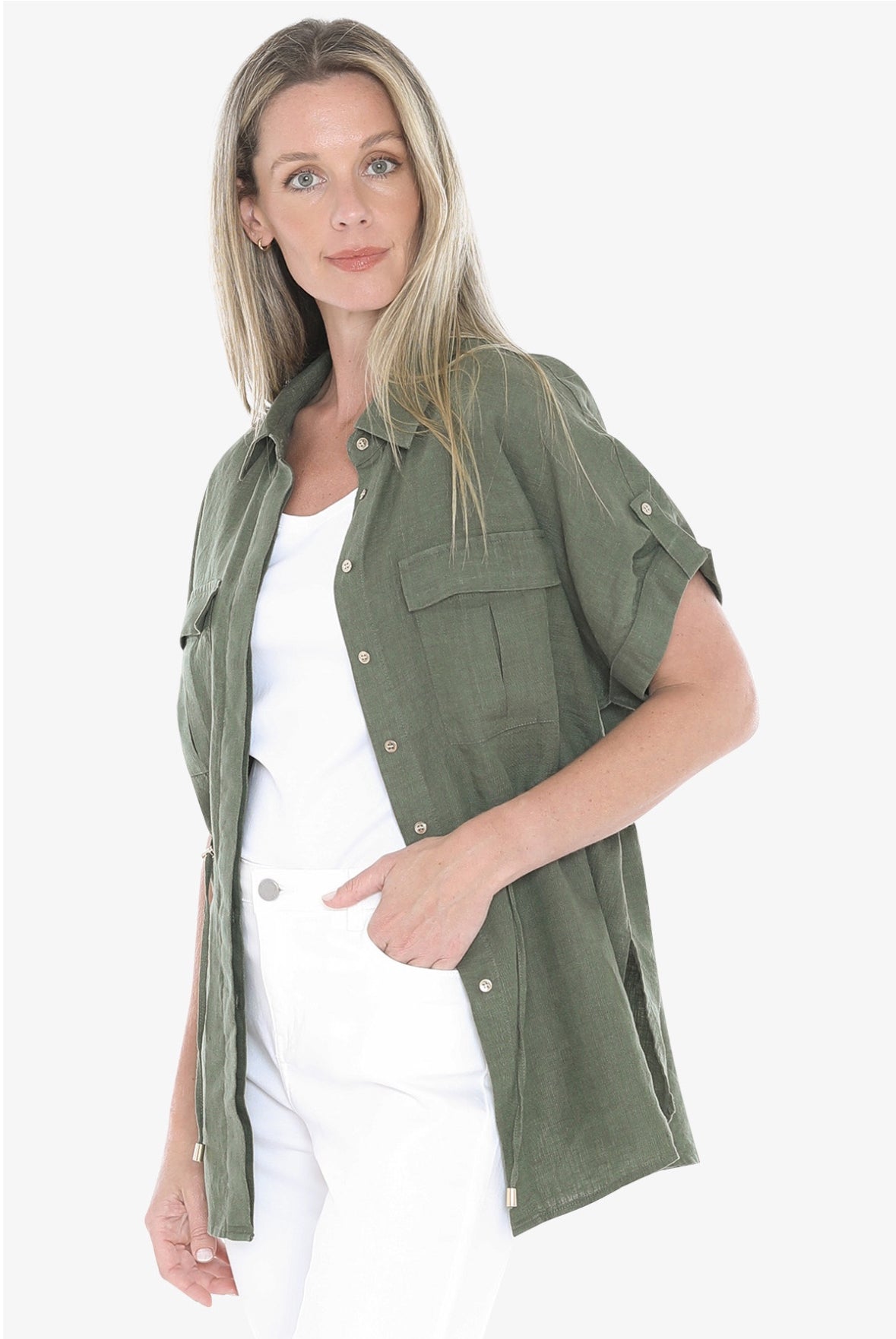 JUMP Clothing - Drawstring Overshirt - Basil