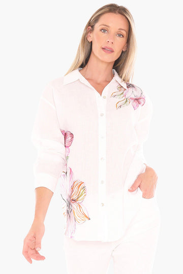JUMP Clothing - Floraline LongSleeve Shirt - White