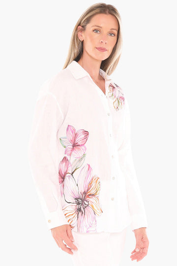 JUMP Clothing - Floraline LongSleeve Shirt - White - LAST - Size 18