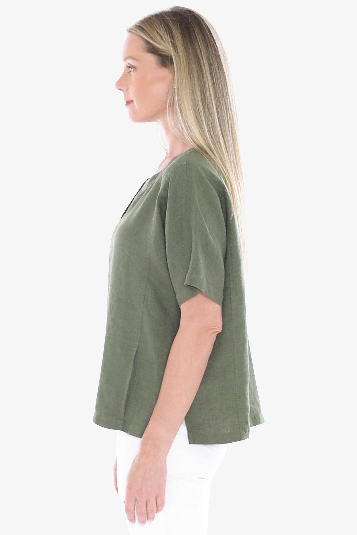 JUMP Clothing - 2 Pocket Linen Top - Basil