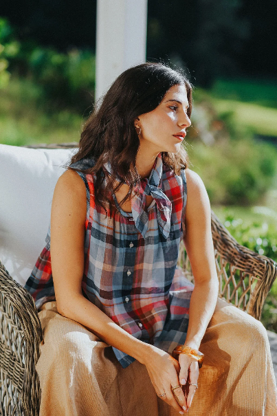 Montaigne - Cara - French Linen Top - Multi Check