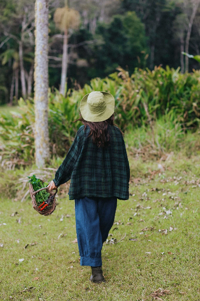 Montaigne - Carmen - Button Through Long Sleeve Linen Top - Green Black Plaid