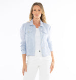 JUMP Clothing Core Stripe Linen Jacket - Denim/White