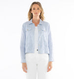 JUMP Clothing Core Stripe Linen Jacket - Denim/White