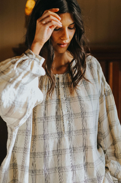 Montaigne - Dante - French Linen Top - Cream Check