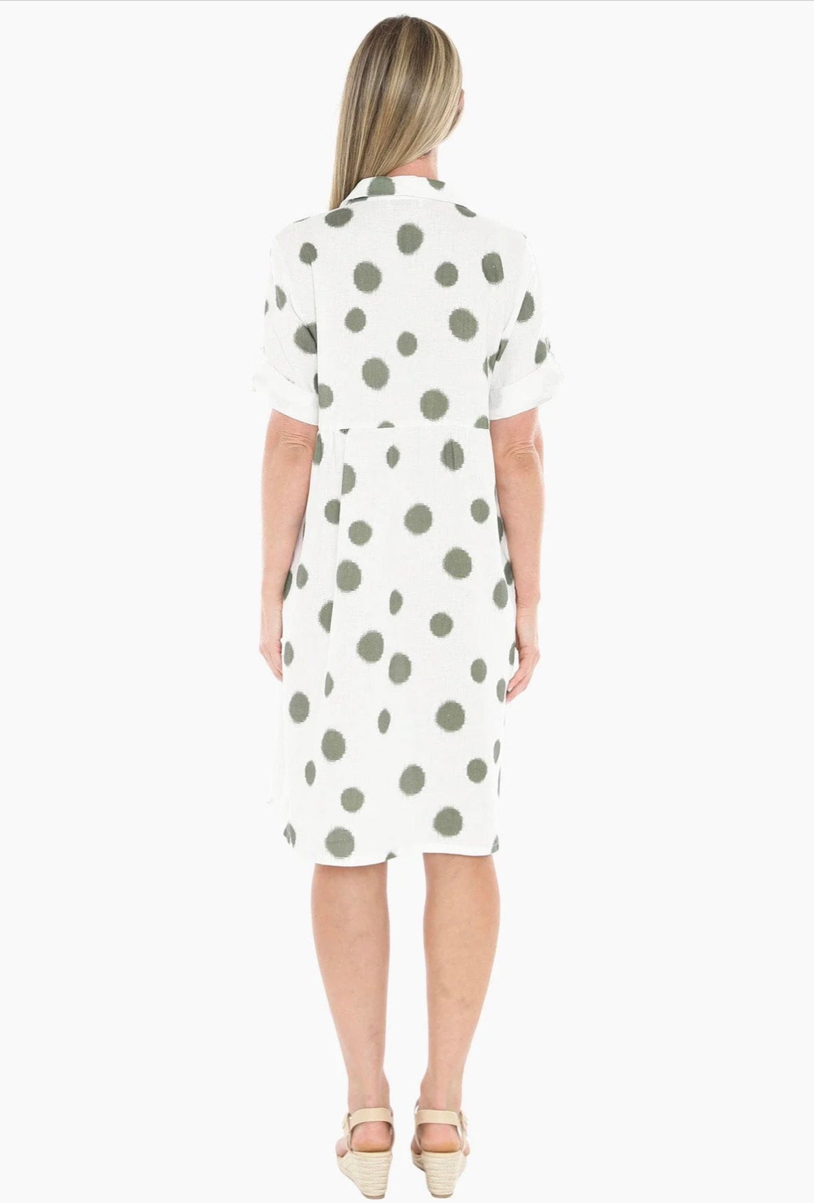 JUMP Clothing - Scatch Spot Dress - White/Basil