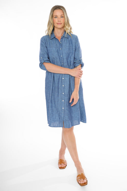 JUMP Clothing 2 Pocket Linen Shirt Dress - Various Colours