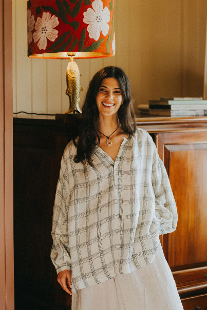 Montaigne - Dante - French Linen Top - Cream Check