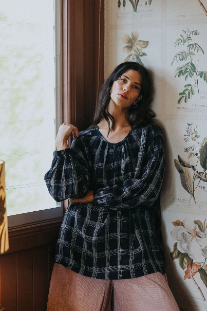 Montaigne - Dante - French Linen Top - Navy Check