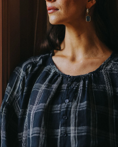 Montaigne - Dante - French Linen Top - Navy Check