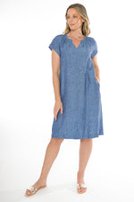 JUMP Clothing Shirred Neck Dress - Chambray