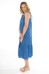 JUMP Clothing Sleeveless V Neck Linen Dress - Sapphire