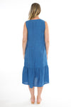 JUMP Clothing Sleeveless V Neck Linen Dress - Sapphire