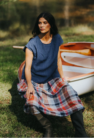 Montaigne - Mirella - French Linen Top - Indigo