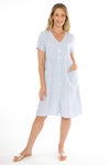 JUMP Clothing 2 Pocket Core Stripe Button Through Linen Shirt Dress - Various Colours