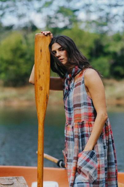 Montaigne - Sartene - French Linen Sleeveless Dress - Multi Check